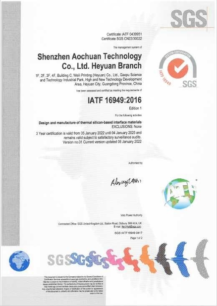 China Shenzhen Aochuan Technology Co., Ltd Zertifizierungen
